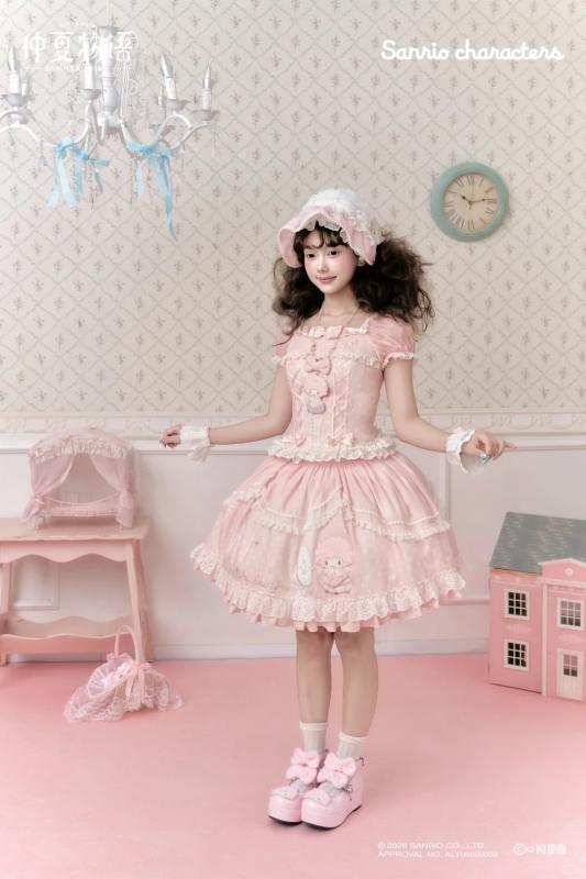 Summer Fairy Sanrio Collaborated My Sweet Piano Lolita JSK SK Blouse and Cardigan