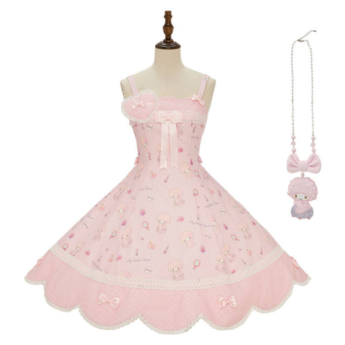 Summer Fairy Sanrio Collaborated My Sweet Piano Lolita OP JSK Blouse and Apron