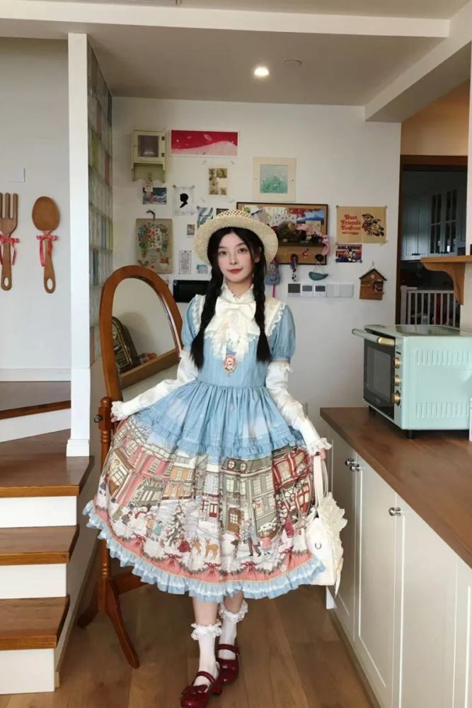 Miss Point Winter Town Plus Size Prints Lolita One Piece Dress