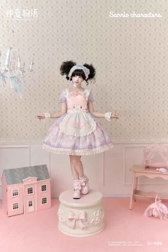 Summer Fairy Sanrio Collaborated My Sweet Piano Lolita OP JSK Blouse and Apron