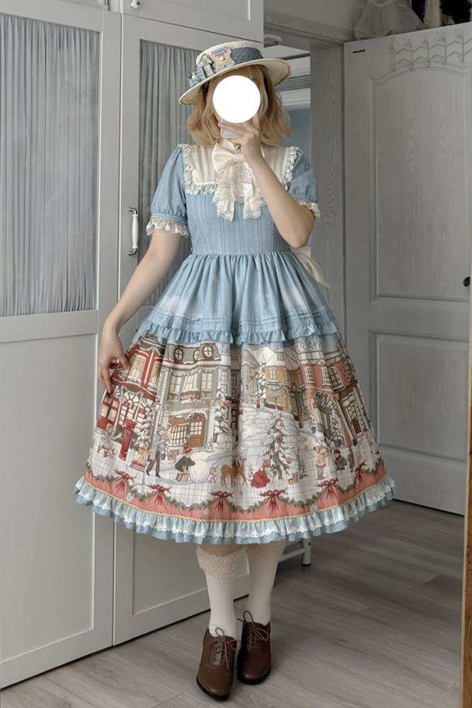 Miss Point Winter Town Plus Size Prints Lolita One Piece Dress