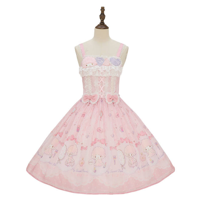 Summer Fairy Sanrio Collaborated My Sweet Piano Lolita OP JSK Blouse and Apron