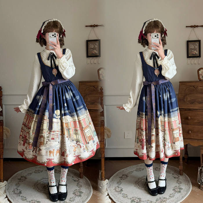 Miss Point Winter Town Plus Size Prints Lolita Jumper Skirt