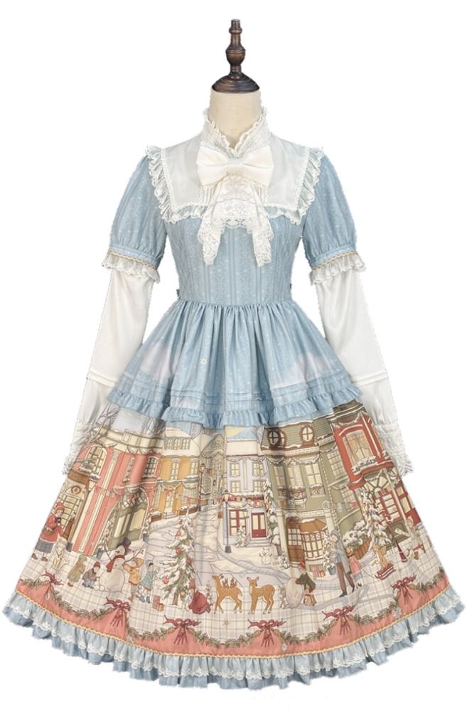 Miss Point Winter Town Plus Size Prints Lolita One Piece Dress