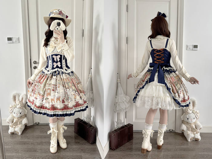 Miss Point Winter Town Plus Size Lolita Blouse Top and Skirt
