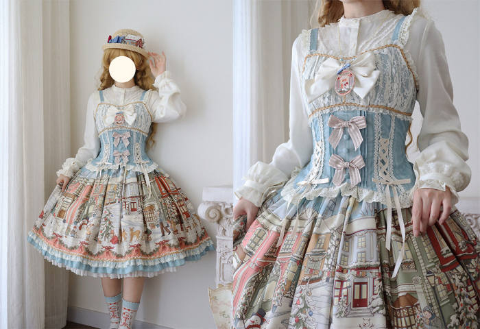 Miss Point Winter Town Plus Size Lolita Blouse Top and Skirt