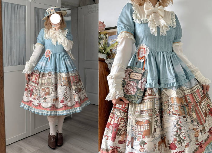 Miss Point Winter Town Plus Size Prints Lolita One Piece Dress