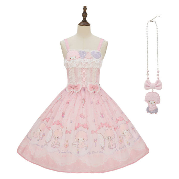 Summer Fairy Sanrio Collaborated My Sweet Piano Lolita OP JSK Blouse and Apron
