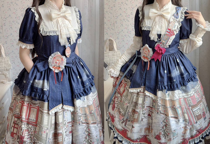 Miss Point Winter Town Plus Size Prints Lolita One Piece Dress