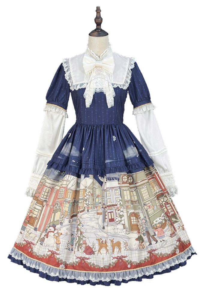 Miss Point Winter Town Plus Size Prints Lolita One Piece Dress