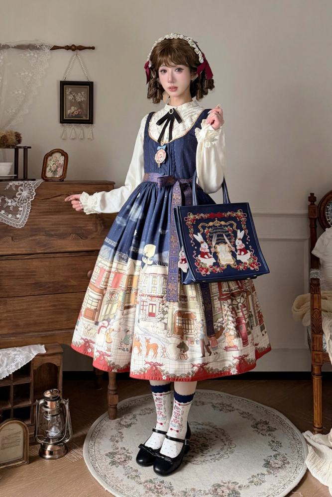 Miss Point Winter Town Plus Size Prints Lolita Jumper Skirt
