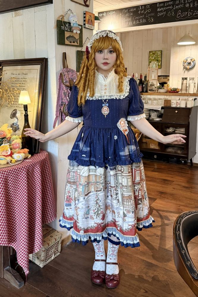 Miss Point Winter Town Plus Size Prints Lolita One Piece Dress