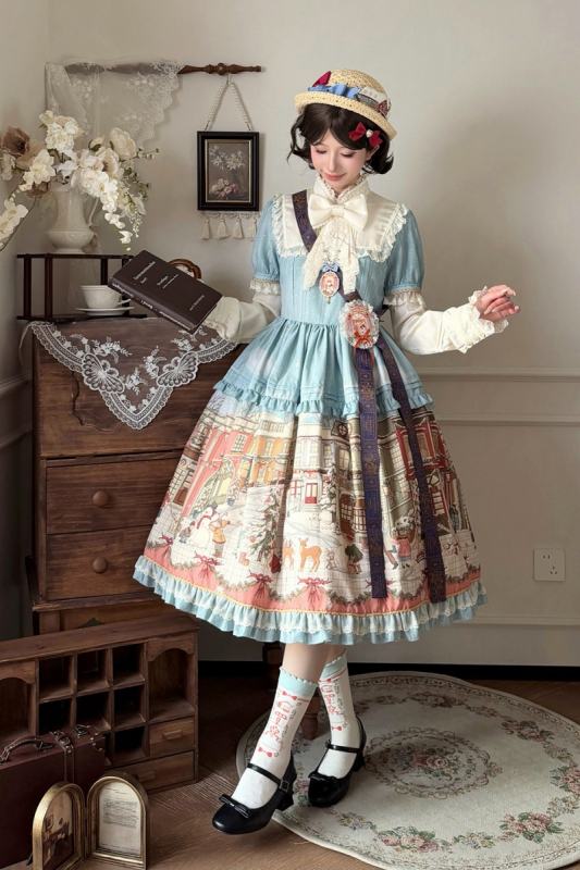 Miss Point Winter Town Plus Size Prints Lolita One Piece Dress