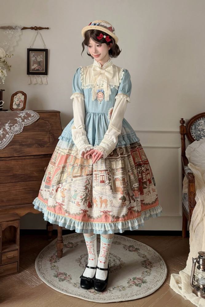 Miss Point Winter Town Plus Size Prints Lolita One Piece Dress