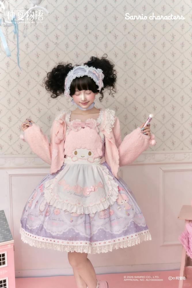 Summer Fairy Sanrio Collaborated My Sweet Piano Lolita OP JSK Blouse and Apron