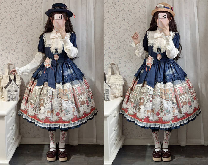 Miss Point Winter Town Plus Size Prints Lolita One Piece Dress