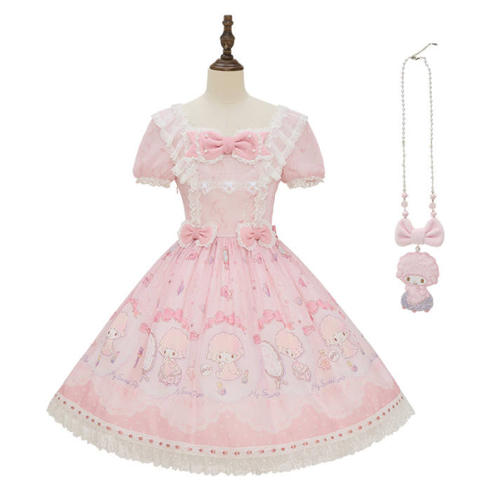 Summer Fairy Sanrio Collaborated My Sweet Piano Lolita OP JSK Blouse and Apron