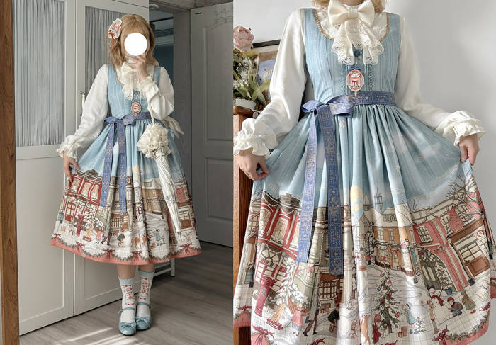 Miss Point Winter Town Plus Size Prints Lolita Jumper Skirt