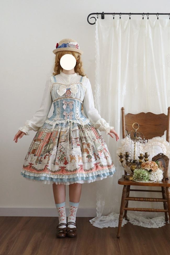 Miss Point Winter Town Plus Size Lolita Blouse Top and Skirt