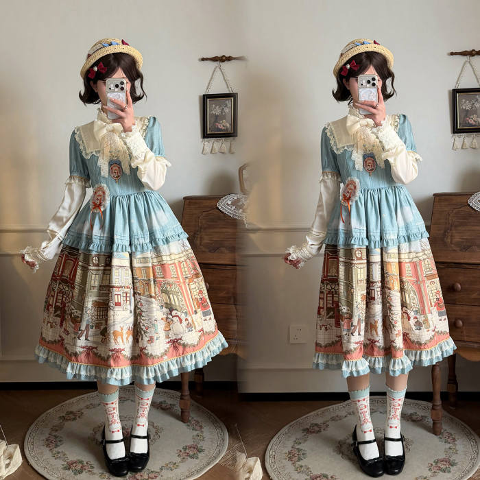Miss Point Winter Town Plus Size Prints Lolita One Piece Dress