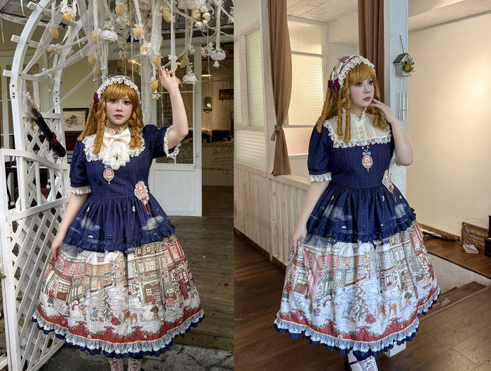 Miss Point Winter Town Plus Size Prints Lolita One Piece Dress