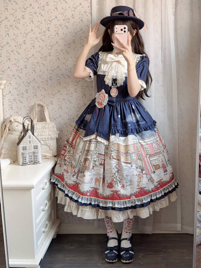 Miss Point Winter Town Plus Size Prints Lolita One Piece Dress