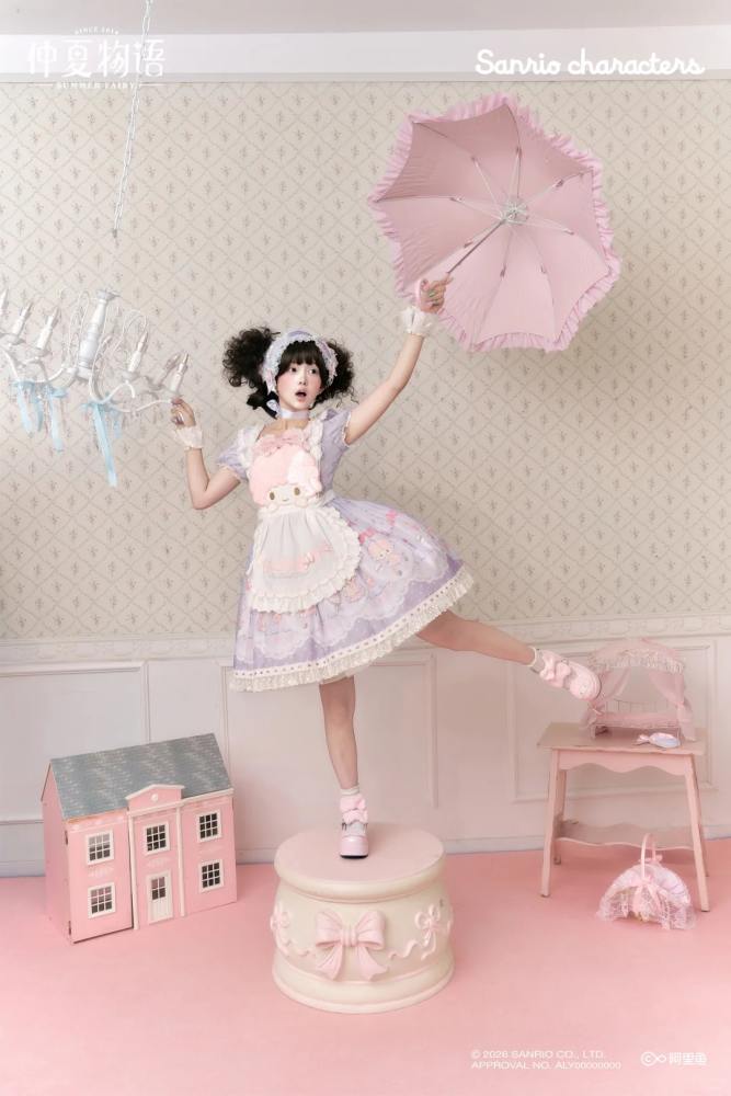 Summer Fairy Sanrio Collaborated My Sweet Piano Lolita OP JSK Blouse and Apron