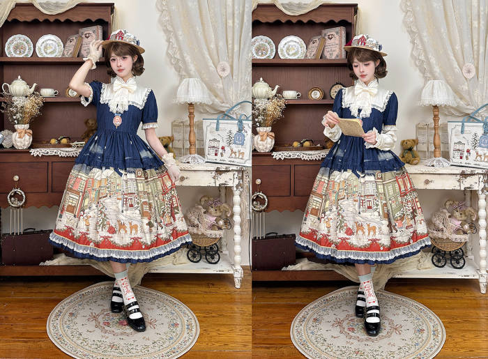 Miss Point Winter Town Plus Size Prints Lolita One Piece Dress