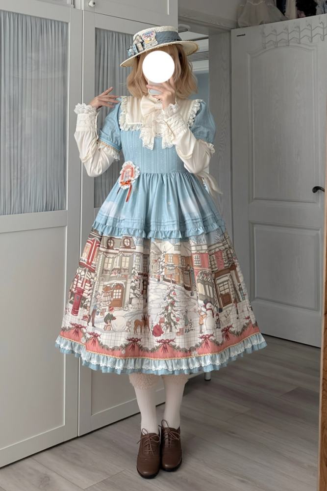 Miss Point Winter Town Plus Size Prints Lolita One Piece Dress