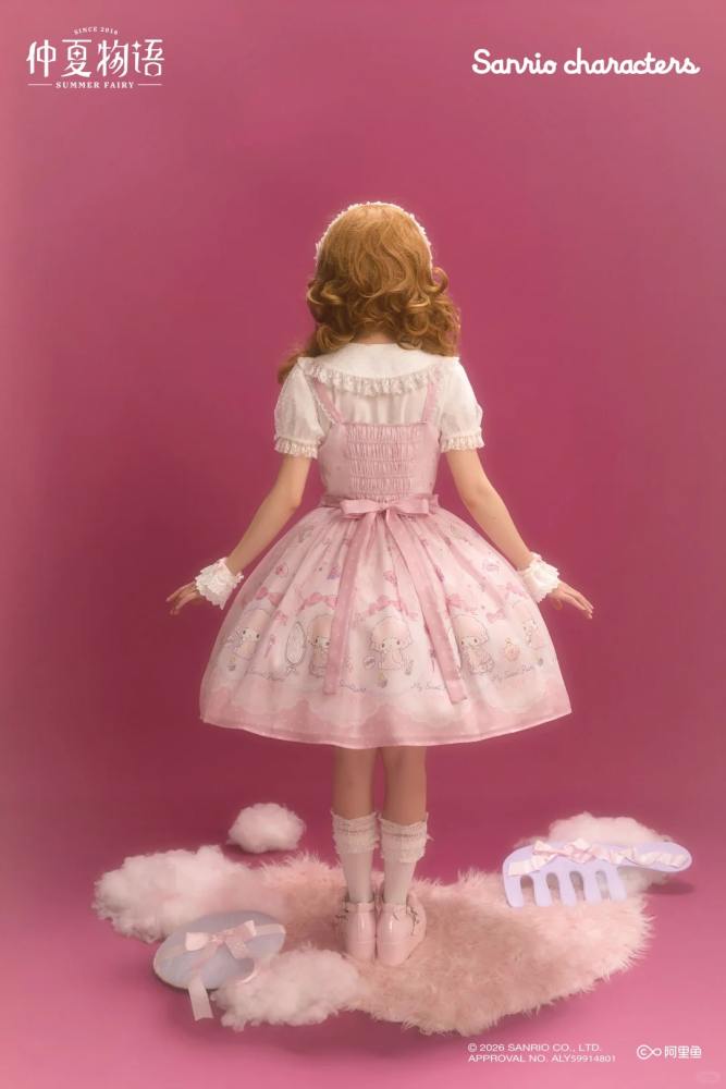 Summer Fairy Sanrio Collaborated My Sweet Piano Lolita OP JSK Blouse and Apron