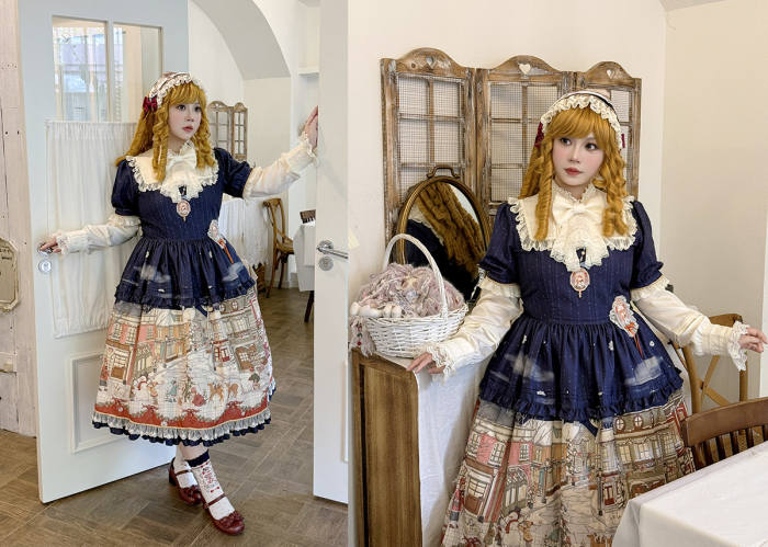 Miss Point Winter Town Plus Size Prints Lolita One Piece Dress