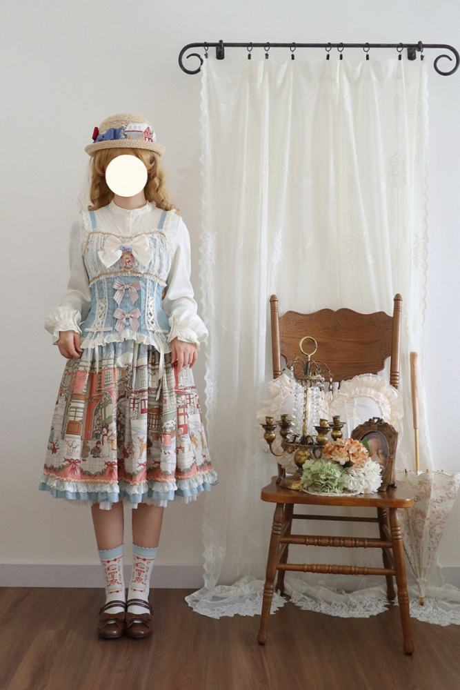 Miss Point Winter Town Plus Size Lolita Blouse Top and Skirt