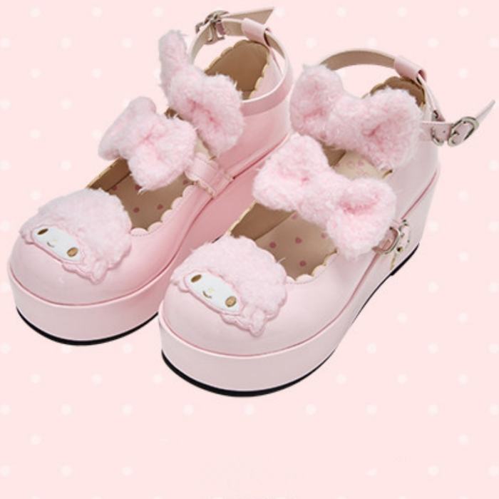 Summer Fairy Sanrio Collaborated My Sweet Piano Pink Bow Lolita Platform Shoes