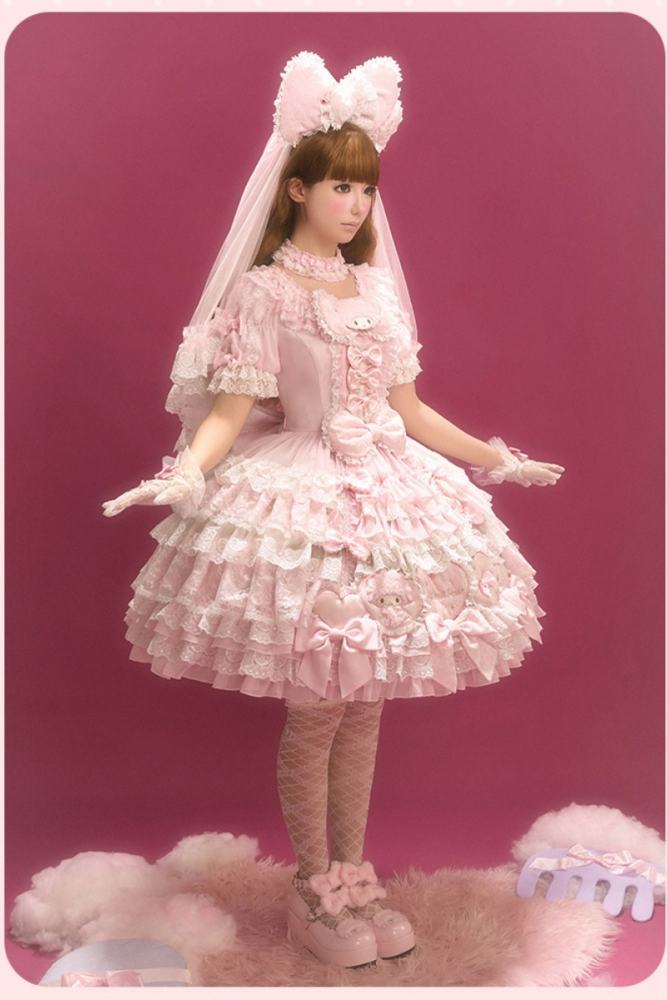 Summer Fairy Sanrio Collaborated My Sweet Piano Pink Bow Lolita Platform Shoes