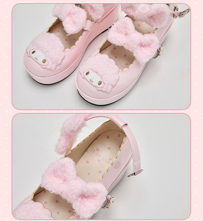 Summer Fairy Sanrio Collaborated My Sweet Piano Pink Bow Lolita Platform Shoes