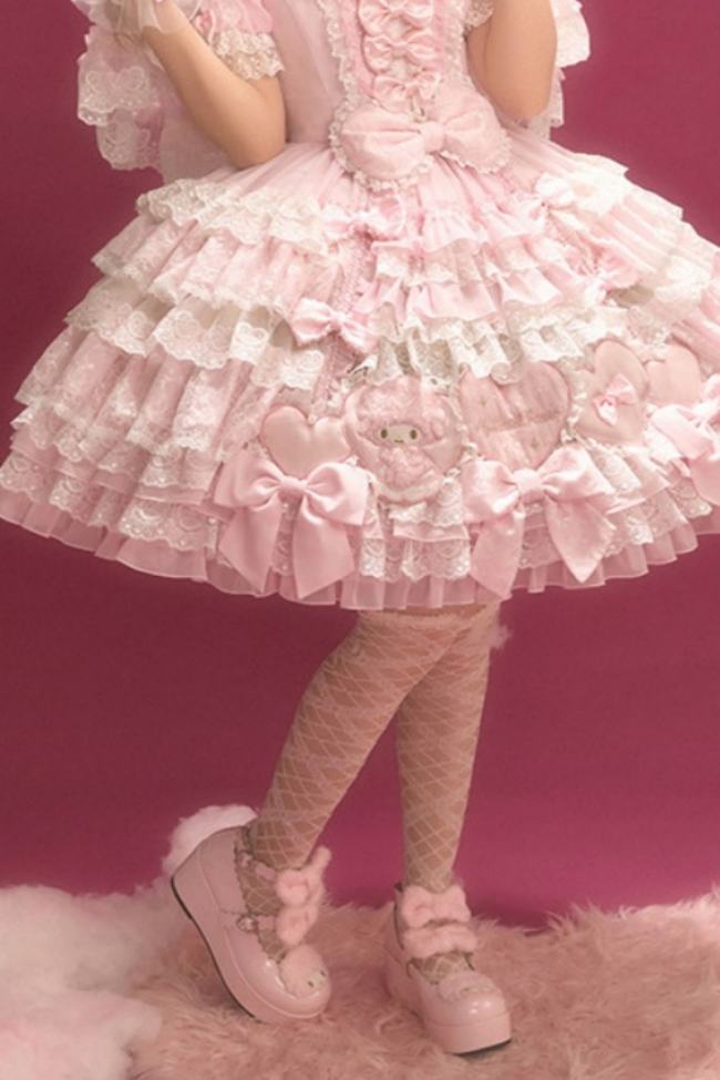Summer Fairy Sanrio Collaborated My Sweet Piano Pink Bow Lolita Platform Shoes