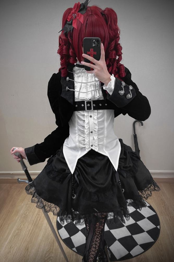 Tantuan Witch Night Gothic Lolita Blouse Skirt and Short Jacket