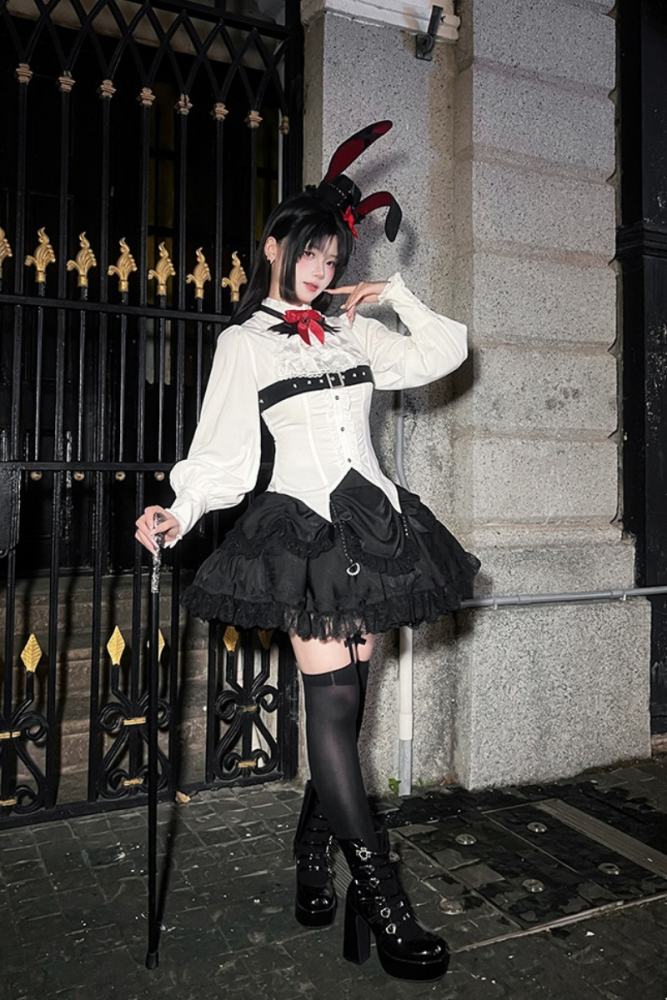 Tantuan Witch Night Gothic Lolita Blouse Skirt and Short Jacket