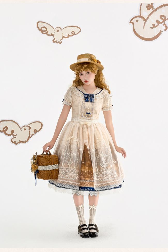 White Dove Courtyard Country Lolita JSK OP SK and Blouse
