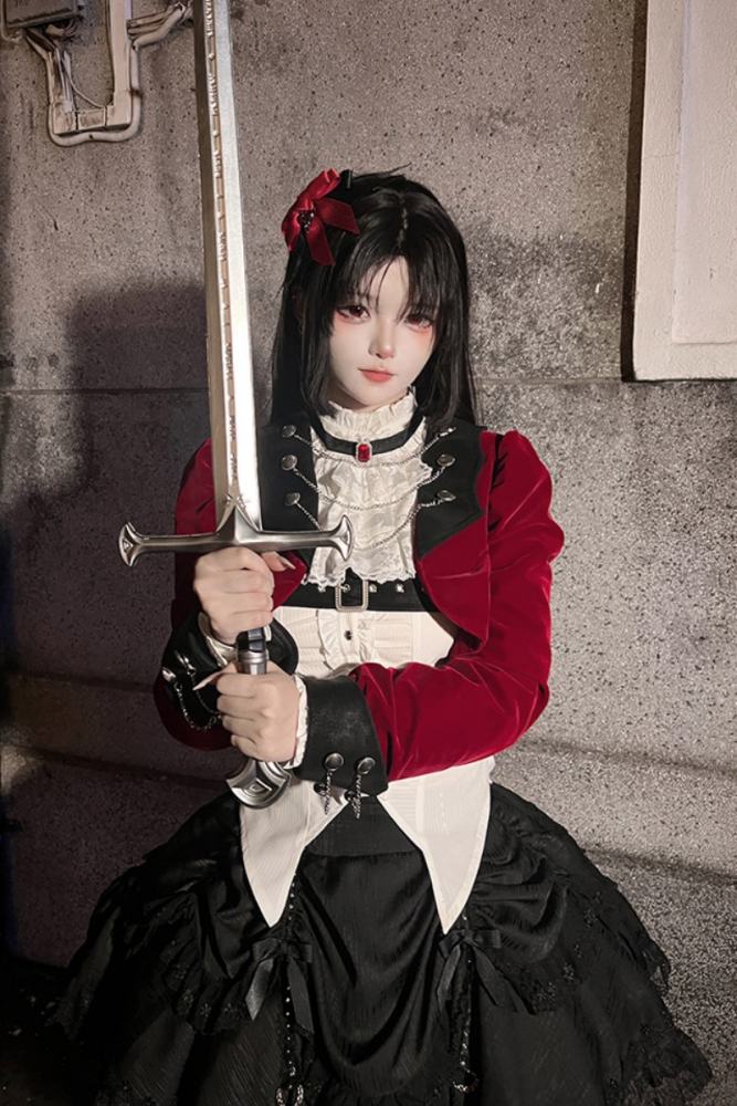 Tantuan Witch Night Gothic Lolita Blouse Skirt and Short Jacket