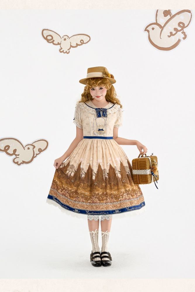 White Dove Courtyard Country Lolita JSK OP SK and Blouse