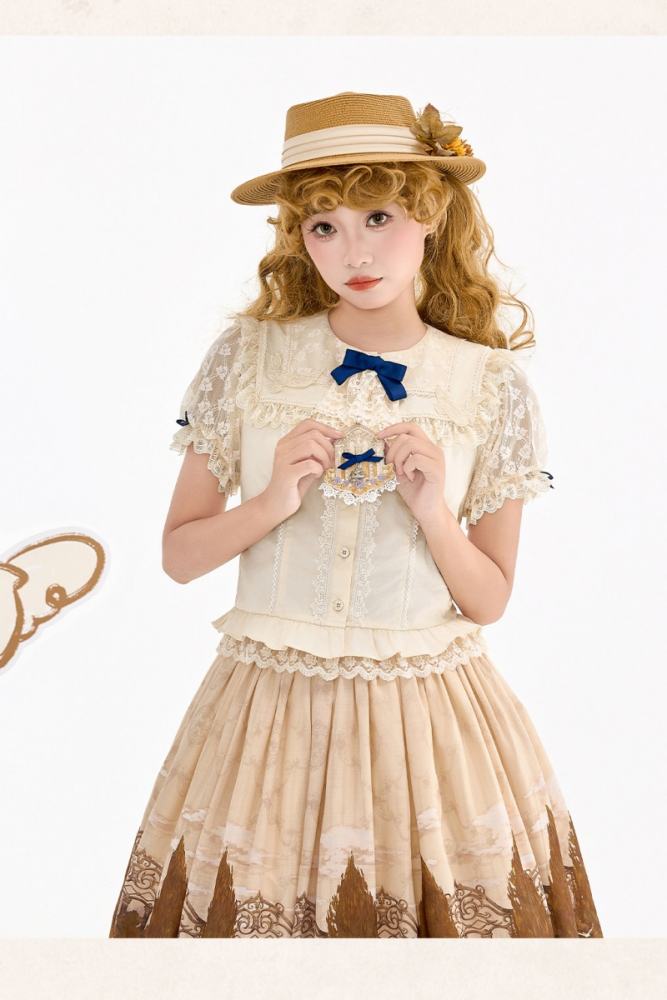 White Dove Courtyard Country Lolita JSK OP SK and Blouse