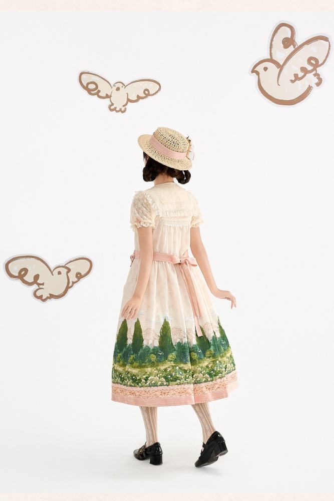 White Dove Courtyard Country Lolita JSK OP SK and Blouse