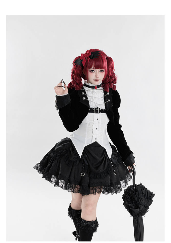 Tantuan Witch Night Gothic Lolita Blouse Skirt and Short Jacket