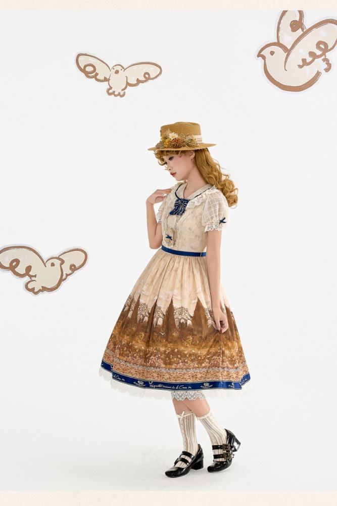 White Dove Courtyard Country Lolita JSK OP SK and Blouse