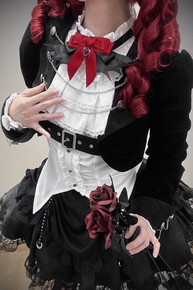 Tantuan Witch Night Gothic Lolita Blouse Skirt and Short Jacket
