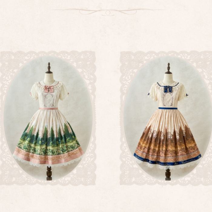 White Dove Courtyard Country Lolita JSK OP SK and Blouse