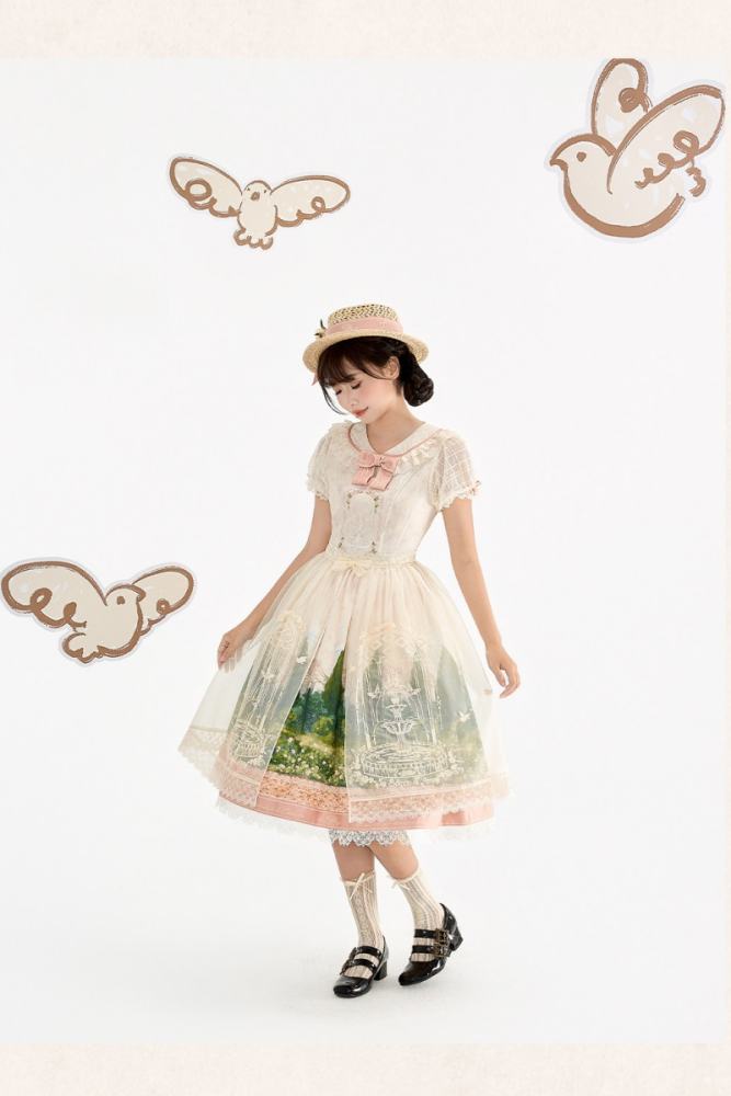 White Dove Courtyard Country Lolita JSK OP SK and Blouse