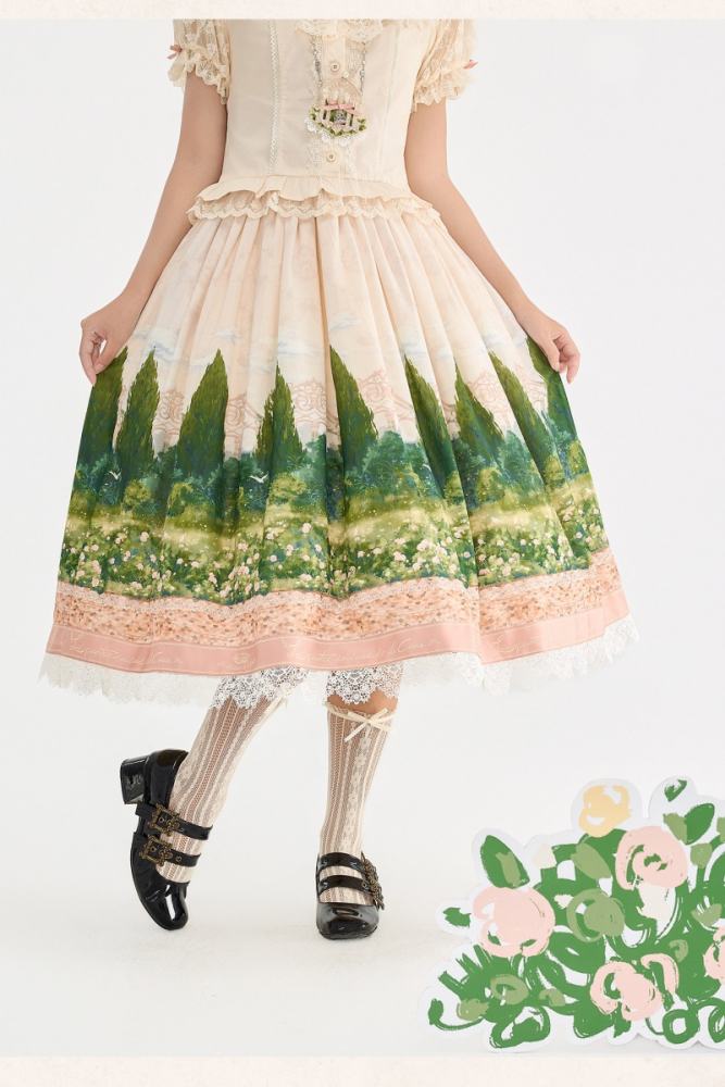 White Dove Courtyard Country Lolita JSK OP SK and Blouse