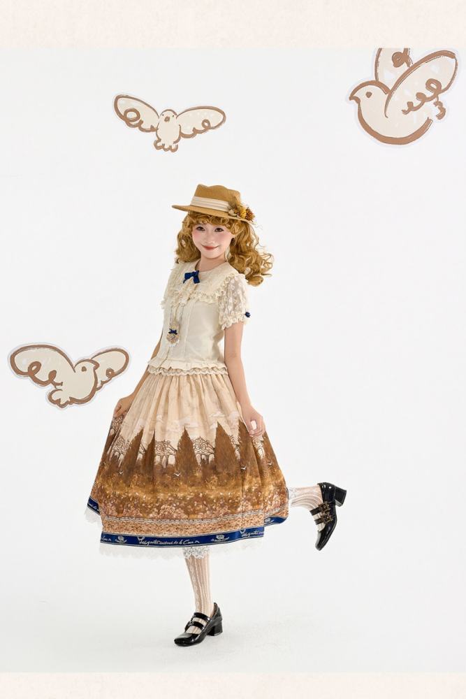 White Dove Courtyard Country Lolita JSK OP SK and Blouse